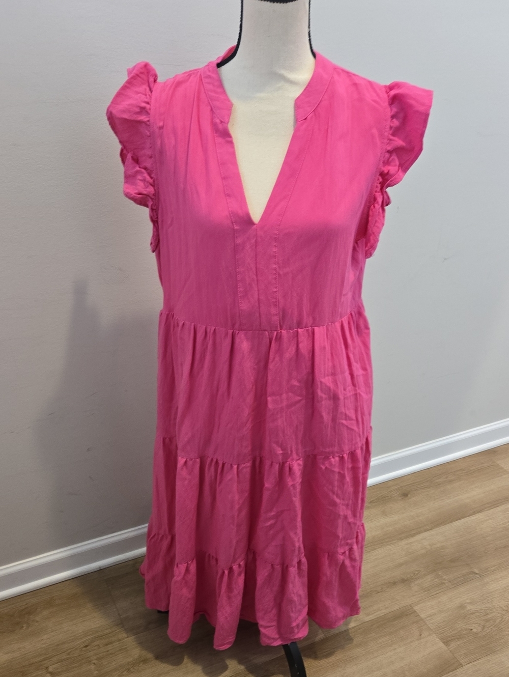 entro Hot Pink Women's Dress with V-Neck Detail